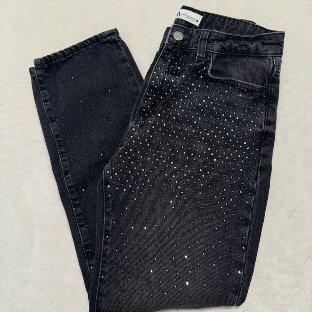 Zara Black Studded Rhinestone Jeans